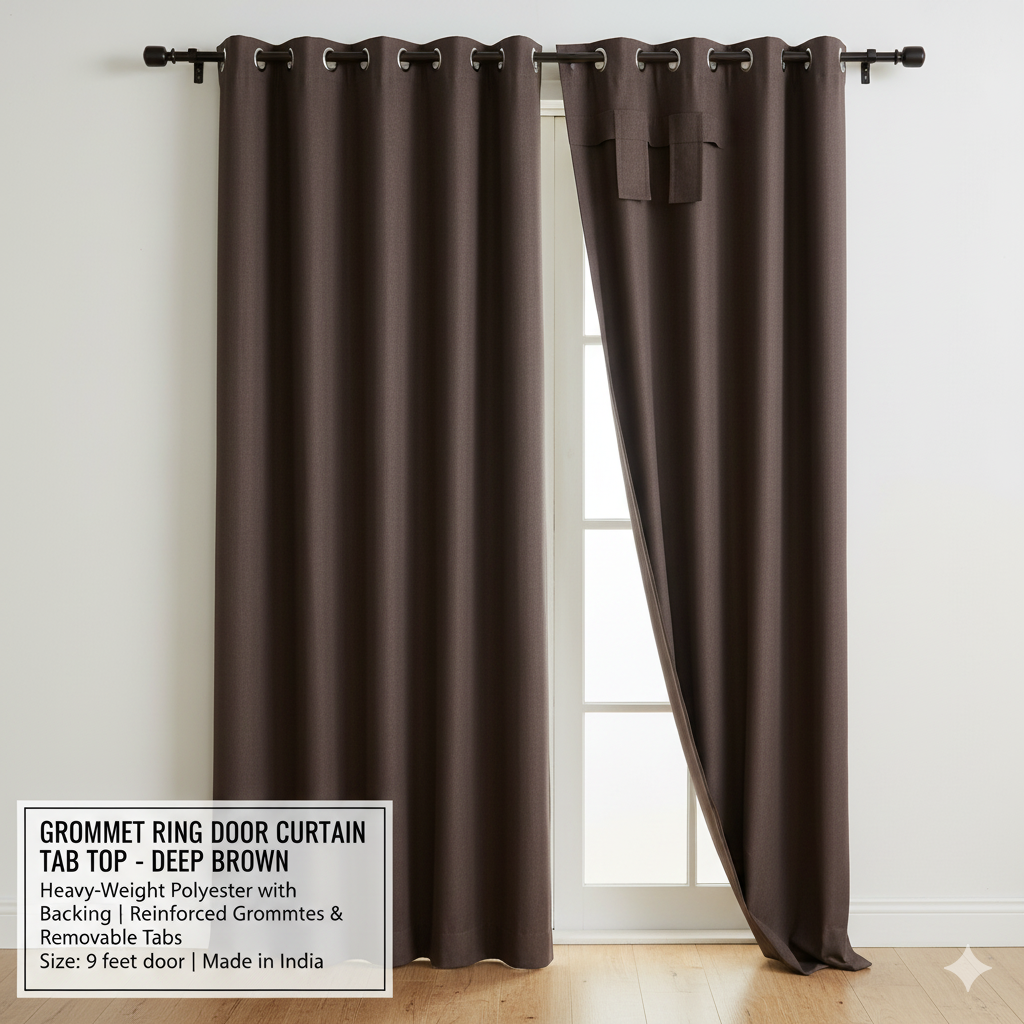 Grommet Ring Door Curtain Tab Top - Deep Brown