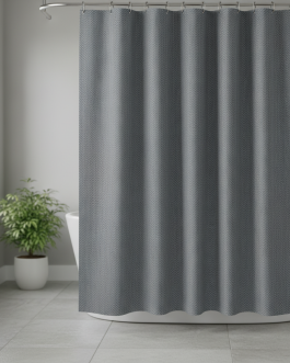 Herringbone Textured Shower Curtain - Grey