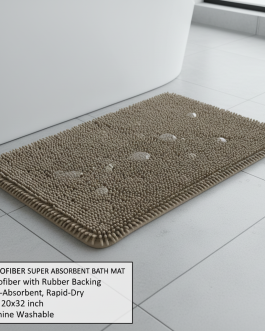 Microfiber Super Absorbent Bath Mat – Taupe