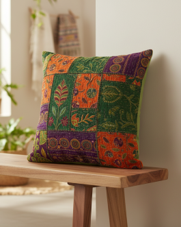 Patchwork Appliqué Cushion Cover - Multicolored