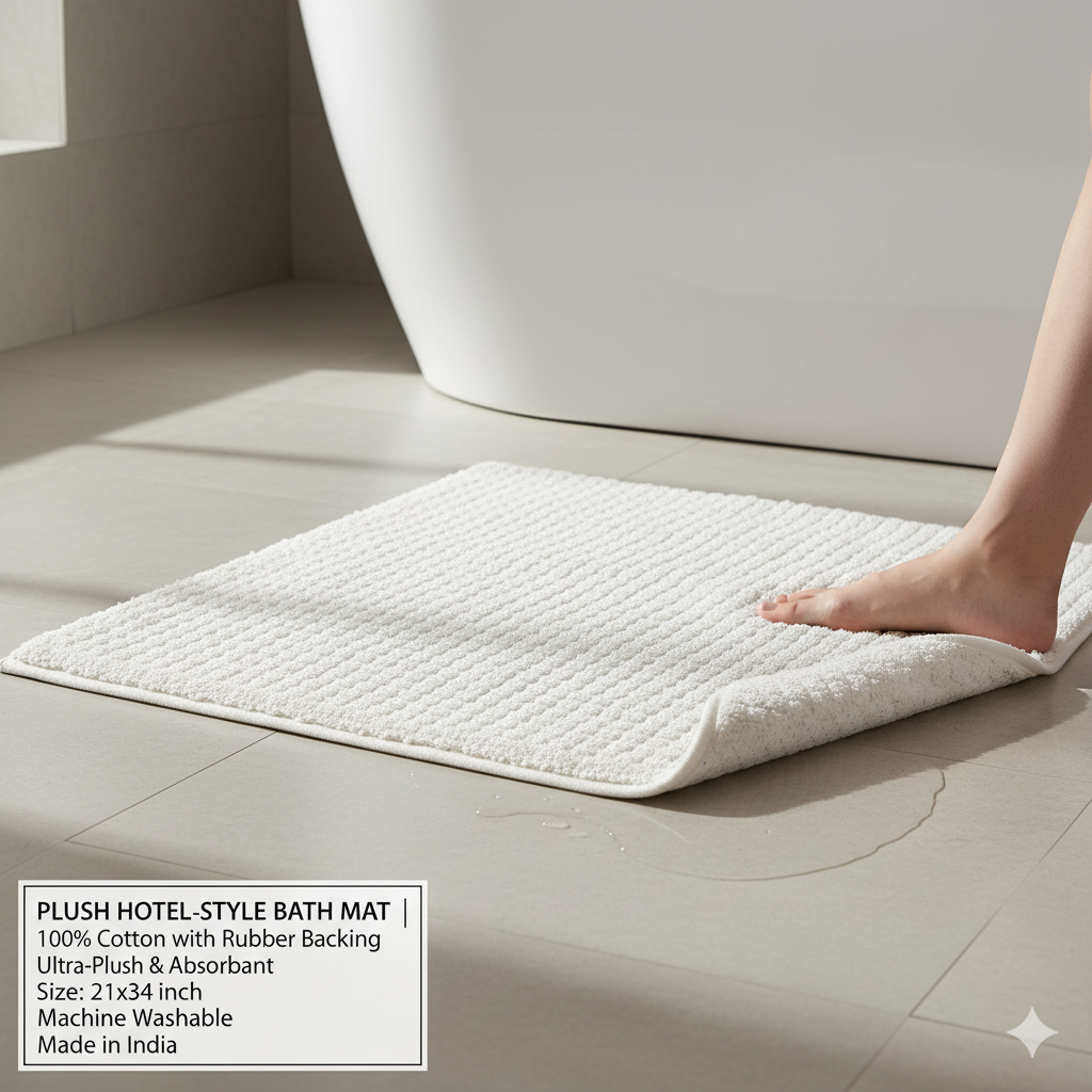 Plush Hotel-Style Bath Mat - White