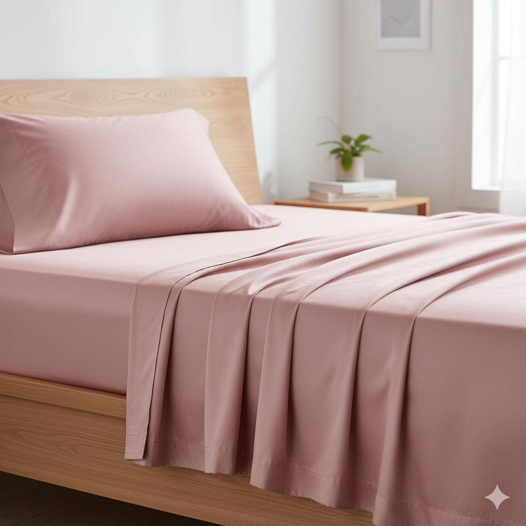 Sateen Silk Fitted Sheet Set - Dusty Rose