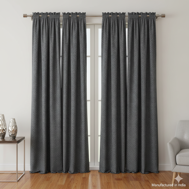 Jacquard Geometric Pattern Door Curtain