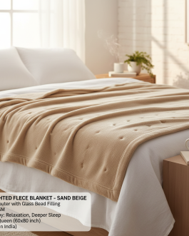 Weighted Fleece Blanket – Sand Beige